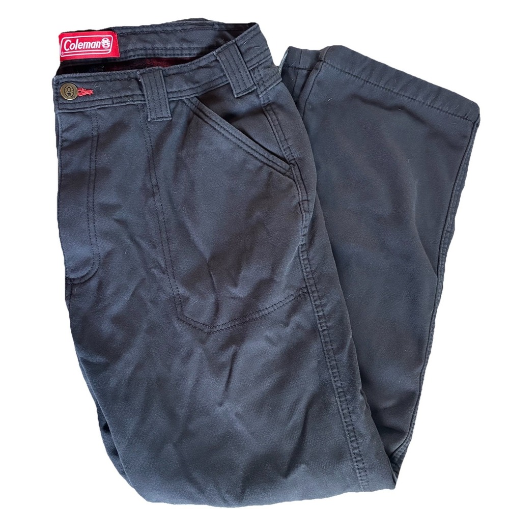 Coleman Fleece Lined Bonded Utility Work Pants Men's Relaxed Fit 6 Pocket Black